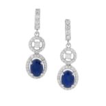 Pair of Sapphire and Diamond Earrings