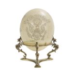 Engraved Ostrich Egg on Stand