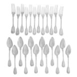 Second Empire "Fiddle Thread" Silver Flatware Set