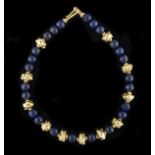 Jean Mahie Lapis Lazuli and Gold Necklace
