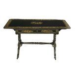 Regency Gilt-Stenciled and Ebonized Sofa Table