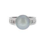 Tahitian Pearl and Diamond Ring