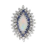 Opal, Sapphire and Diamond Ring