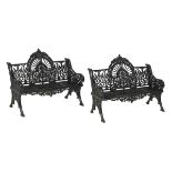 Pair of Coalbrookdale-Style Cast Iron Benches