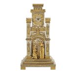 Rare French Gothic Revival Bronze Figural Clock