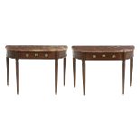 Pair of Louis XVI-Style Marble-Top Side Tables