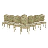 Suite of Eight Louis XV-Style Polychrome Chairs