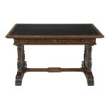 English Neo-Renaissance Mahogany Library Table