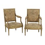 Pair of Louis XVI-Style Giltwood Fauteuils