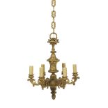 Handsome French Gilt-Bronze Six-Light Chandelier