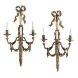 Pair of Large French Gilt-Bronze Sconces