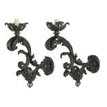 Pair of Baroque-Style Bronze Gas Sconces