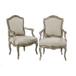 Pair of Italian Silver-Leafed Fauteuils