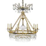 Baccarat Gilt-Bronze and Jasperware Chandelier