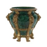 Faux Malachite Pottery and Gilt-Bronze Jardiniere