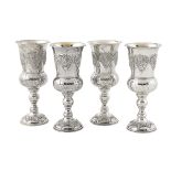 Set of Four Large Sterling Silver Kiddush Cups