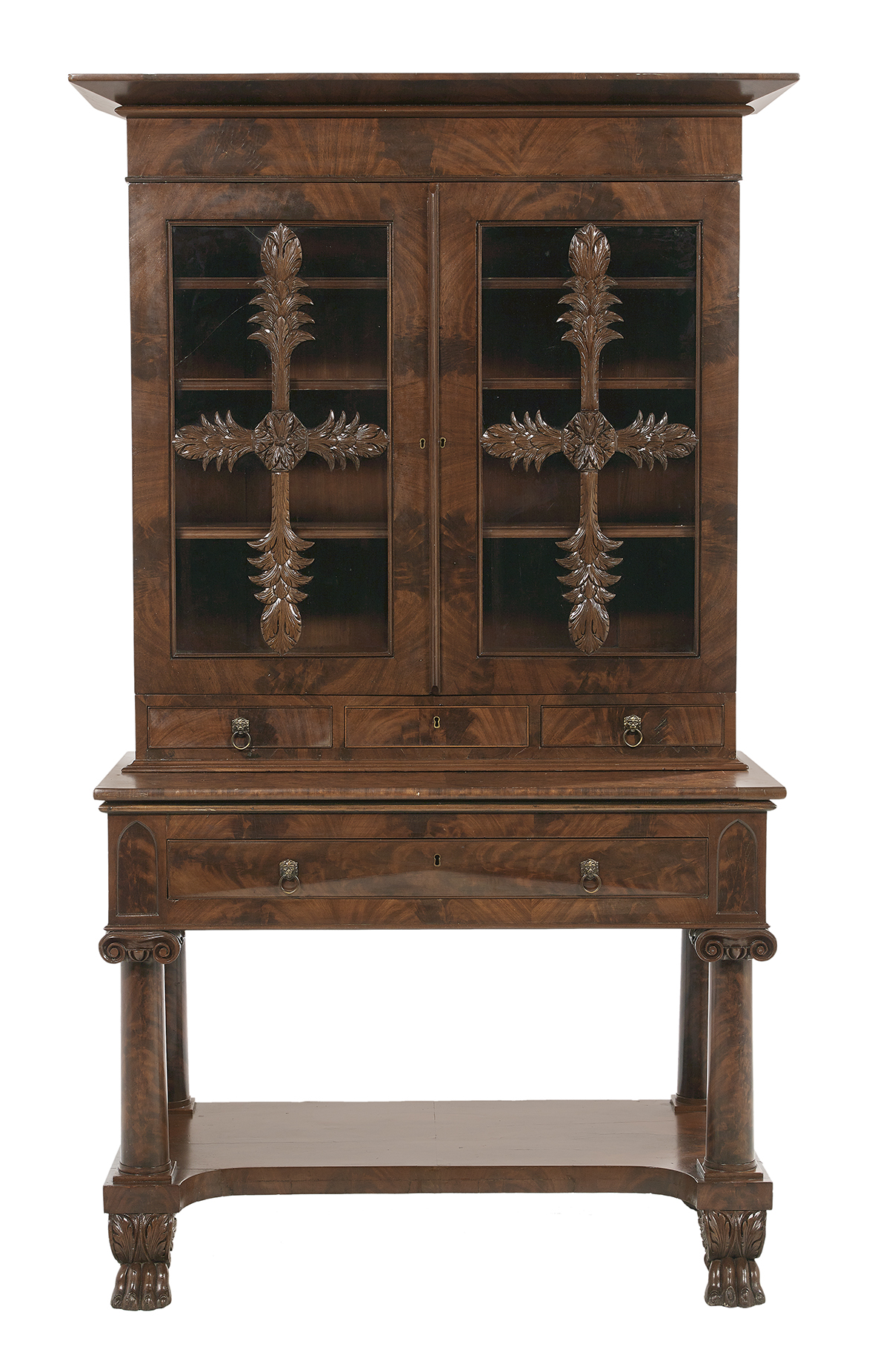 American Classical Mahogany Bookcase with Stand