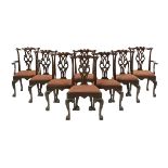 Eight George III-Style Mahogany Dining Chairs