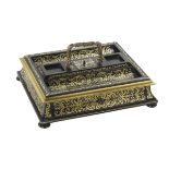 Labeled Brass-Inlaid Inkstand