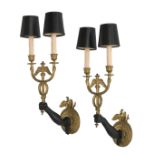 Pair of French Empire-Style Bronze Sconces