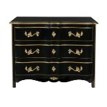 Regence-Style Ebonized and Parcel-Gilt Commode