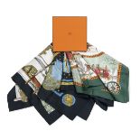 Collection of Three Vintage Hermes Silk Scarves