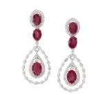 Pair of Ruby and Diamond Earrings