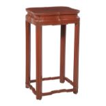 Chinese Wood and Red Lacquer Pedestal Table