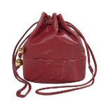 Vintage Chanel Red Lambskin Bucket Bag