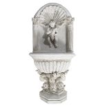 Italian Glazed Terracotta Wall Fountain