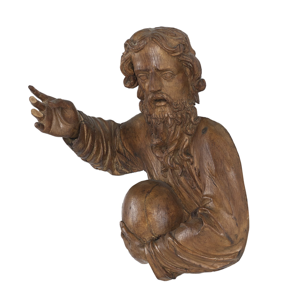 Carved Wooden "Salvator Mundi" Figure - Image 2 of 2