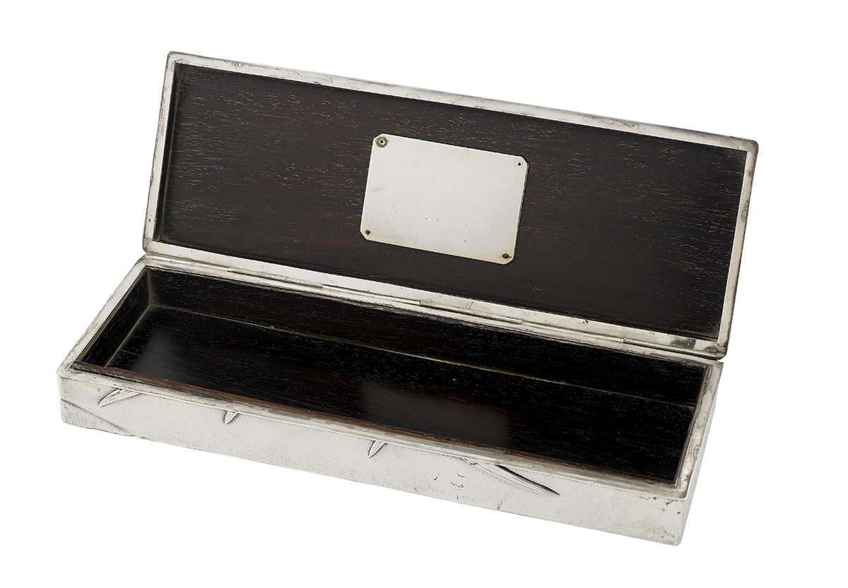 Japanese Silver-Clad Rosewood Glove Box - Image 2 of 2