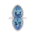 Blue Topaz, Diamond and Paraiba Tourmaline Ring