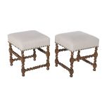 Pair of Elizabethan-Style Oak Stools