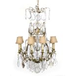 French Gilt-Bronze and Crystal Chandelier
