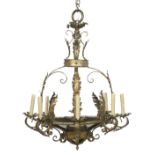 Italian Metal and Mirror Glass Chandelier