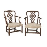 Pair of George III-Style Mahogany Armchairs