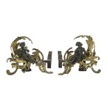 Pair of Louis XV-Style Bronze Figural Chenets