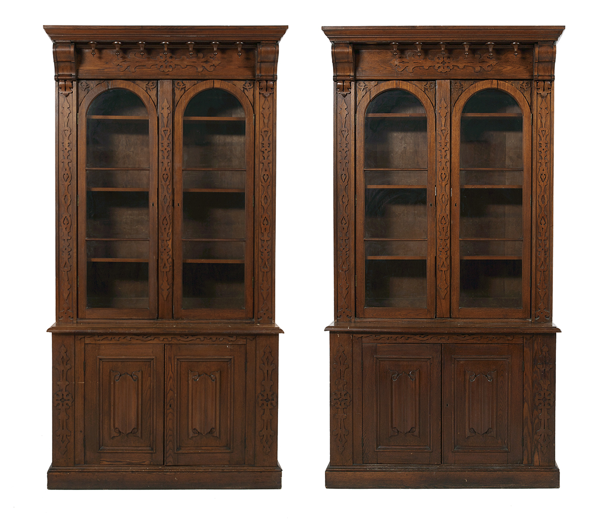 Pair of American Gothic Revival Bookcases