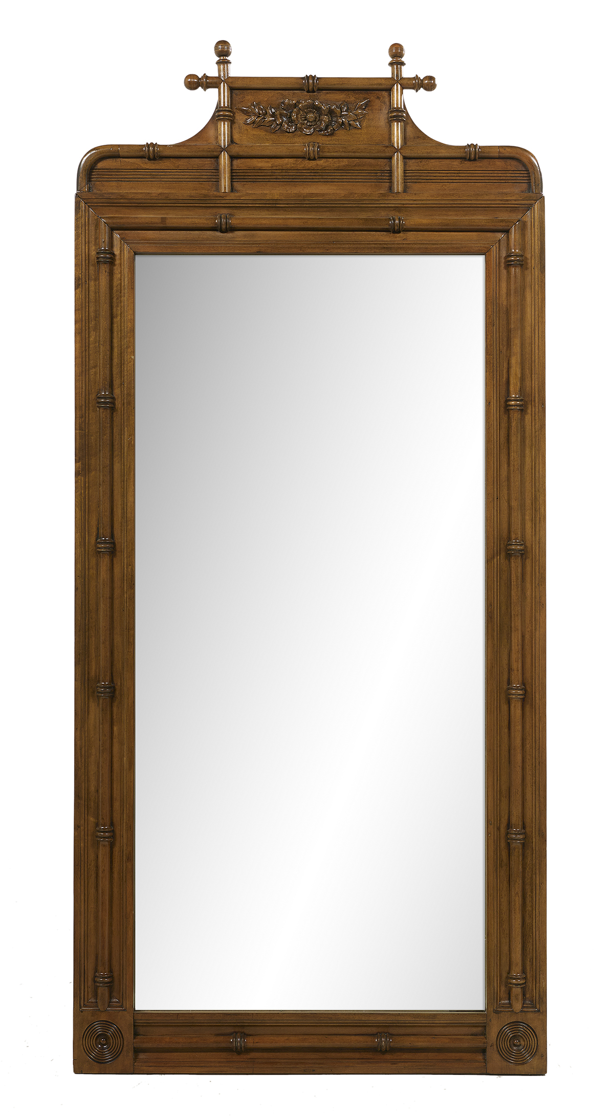 Aesthetic Faux Bamboo Stained Maple Pier Mirror