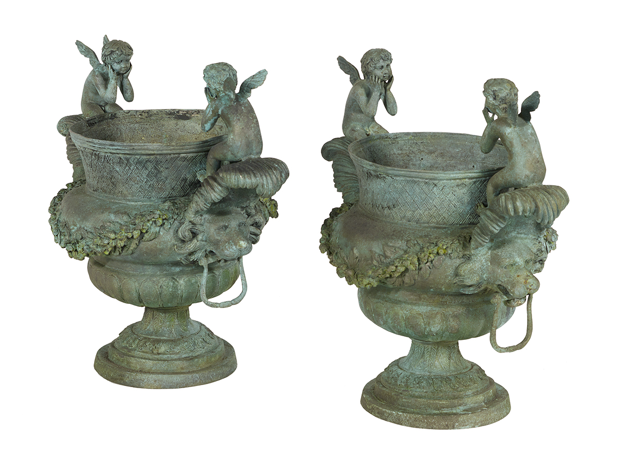 Pair of Neoclassical-Style Bronze Garden Urns - Image 2 of 2
