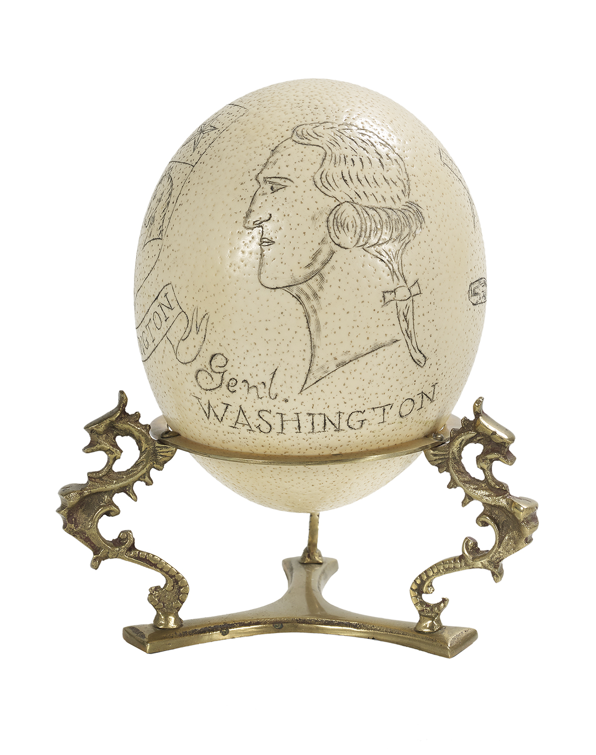Engraved Ostrich Egg on Stand - Image 2 of 2