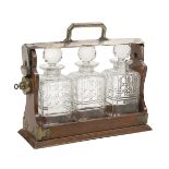 Victorian Crystal, Oak and Silverplate Tantalus