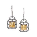 Pair of Citrine and Diamond Earrings