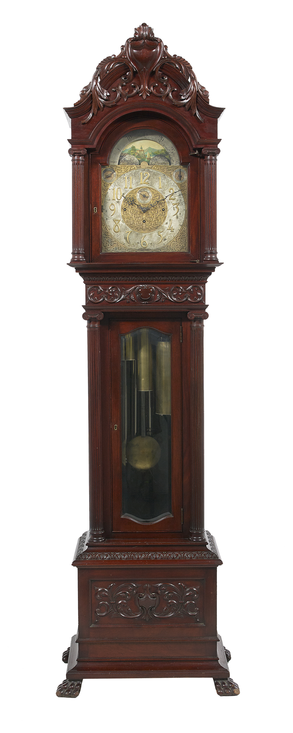 American Late Victorian Mahogany Tall Case Clock