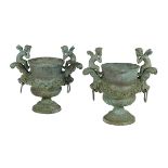 Pair of Neoclassical-Style Bronze Garden Urns