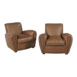 Pair of Art Deco-Style Leather Club Chairs