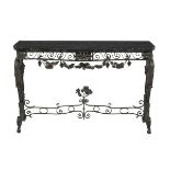 Polychrome Wrought Iron and Marble-Top Console