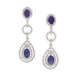 Pair of Sapphire and Diamond Earrings