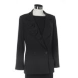 Chanel Navy Wool Crepe Twill Camellia Blazer